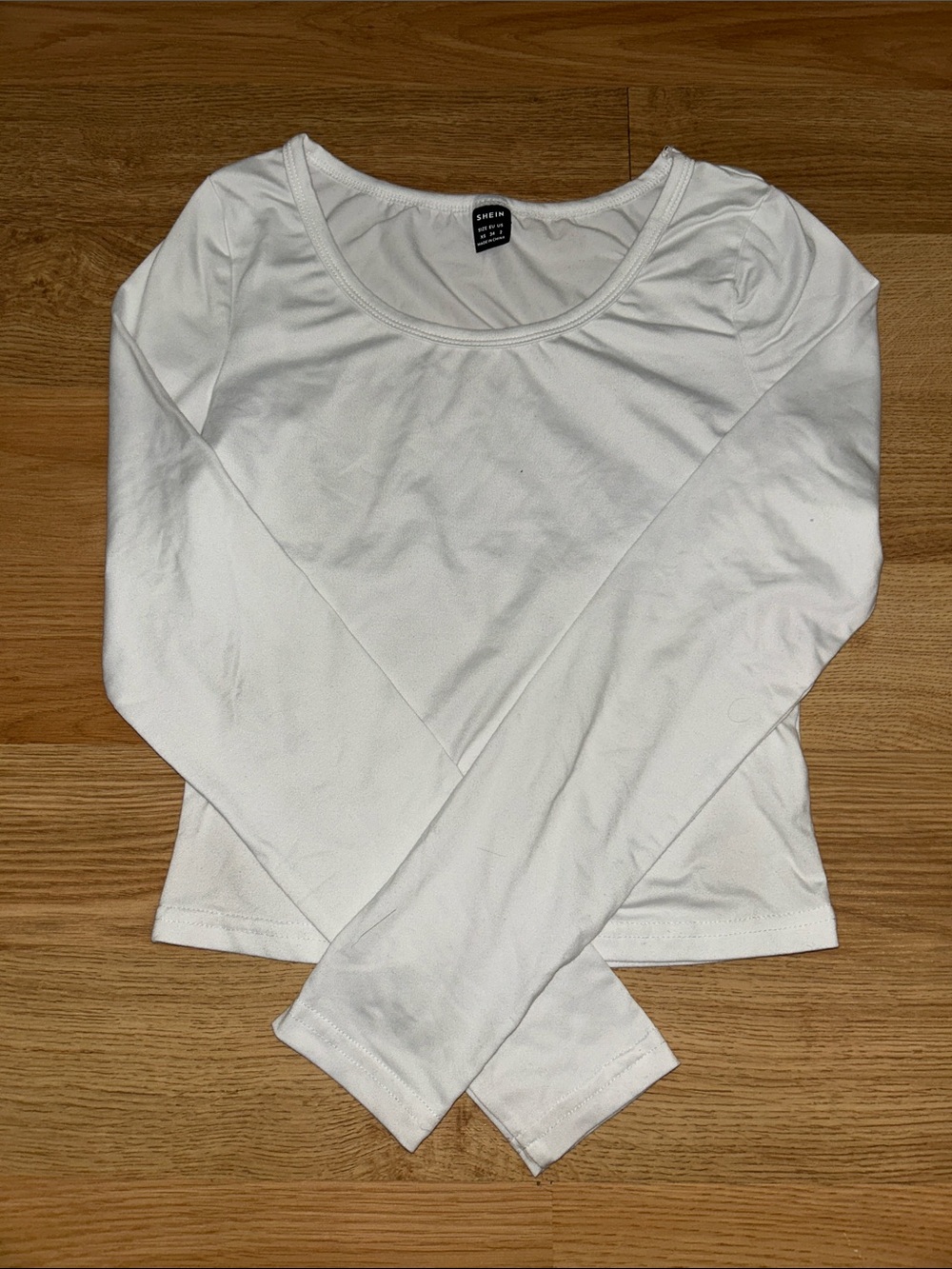 SHEIN White Scoop Neck Long Sleeve Tee